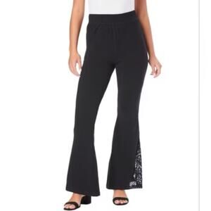 #1520 Charlotte Russe Black Flare Leg Lace Pants Sz M (S)  Boho #1520